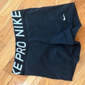 Nike Pro Black Shorts with White Logo
